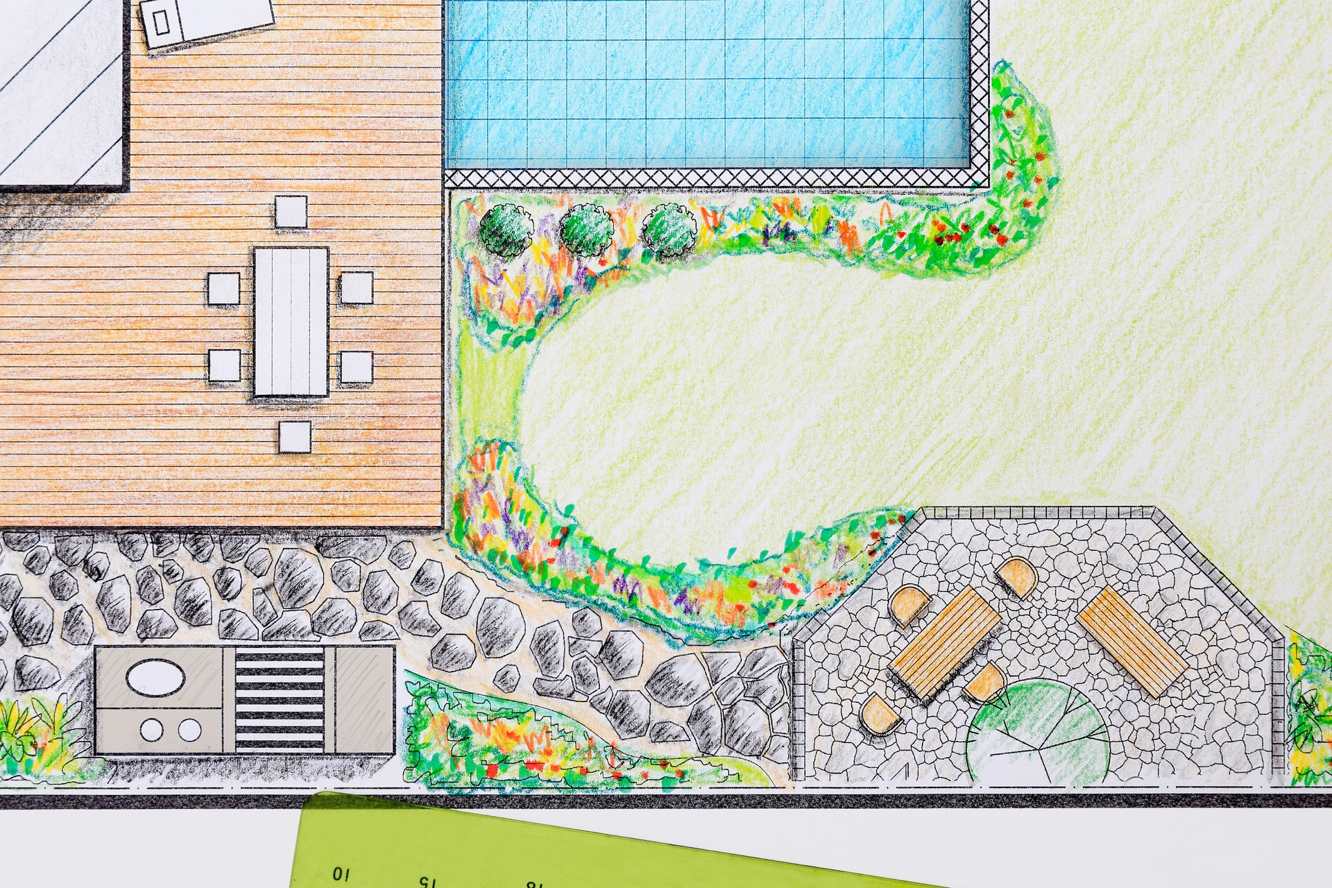 Landscape architect design backyard plan for villa